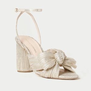 Loeffler Randall Camellia Platinum Pleated Bow Heel